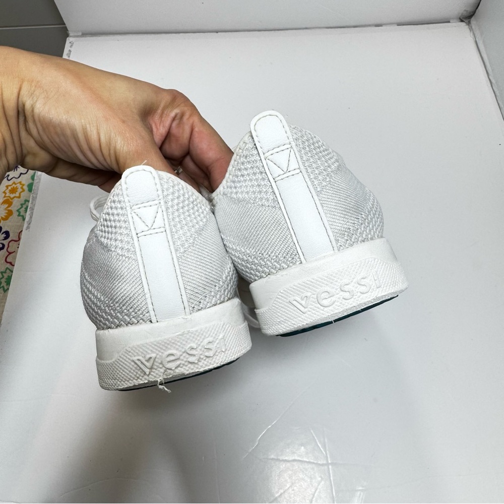 Vessi Weekend White Knit Sneakers W7 7 Women Waterproof Lightweight Casual Shoes - Picture 6 of 9